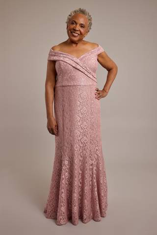 Picture of Stretch Lace Off-the-Shoulder Mermaid Dress